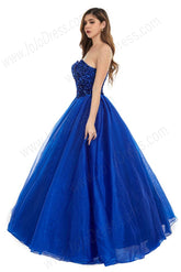 Royal Blue Strapless Ball Gown Prom Evening Dress with Detached Sleeves EN5801